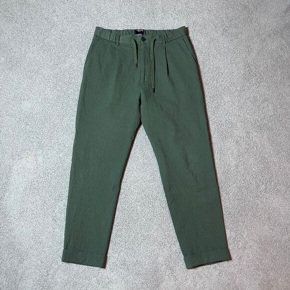 Todd Snyder NYC Seersucker Madison Suit Pants Drawstring Olive Green Size Small - Picture 1 of 5